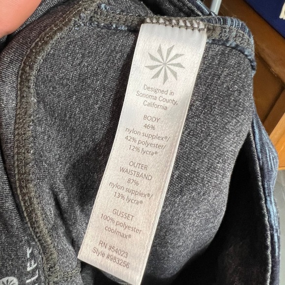 Athleta Gray Leggings Ankle Cropped Heathered Blue Racing Strip Running Women XS - Picture 7 of 10